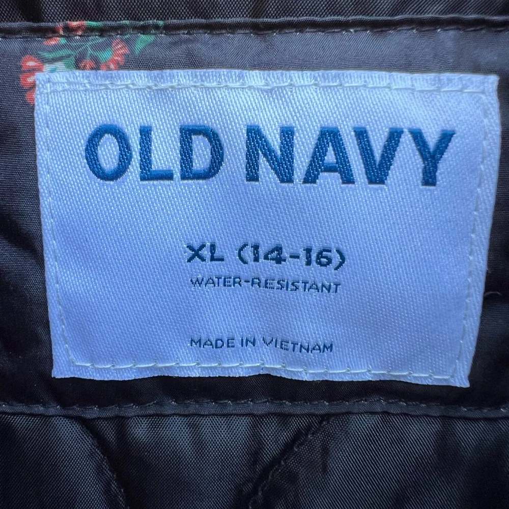 OLD NAVY Black Floral Jacket Girls 14-16 XL